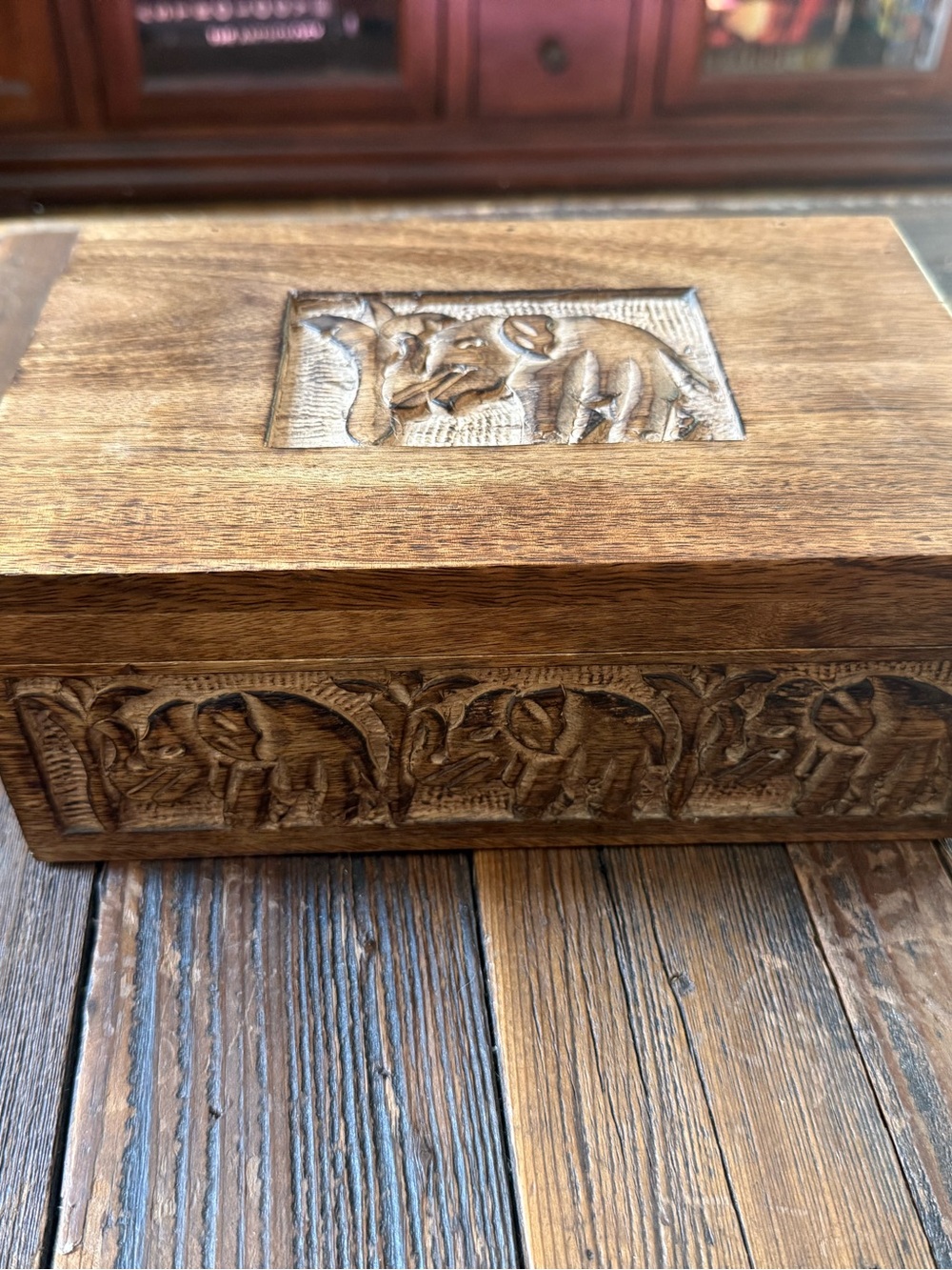 Handcarved Elephant Box
